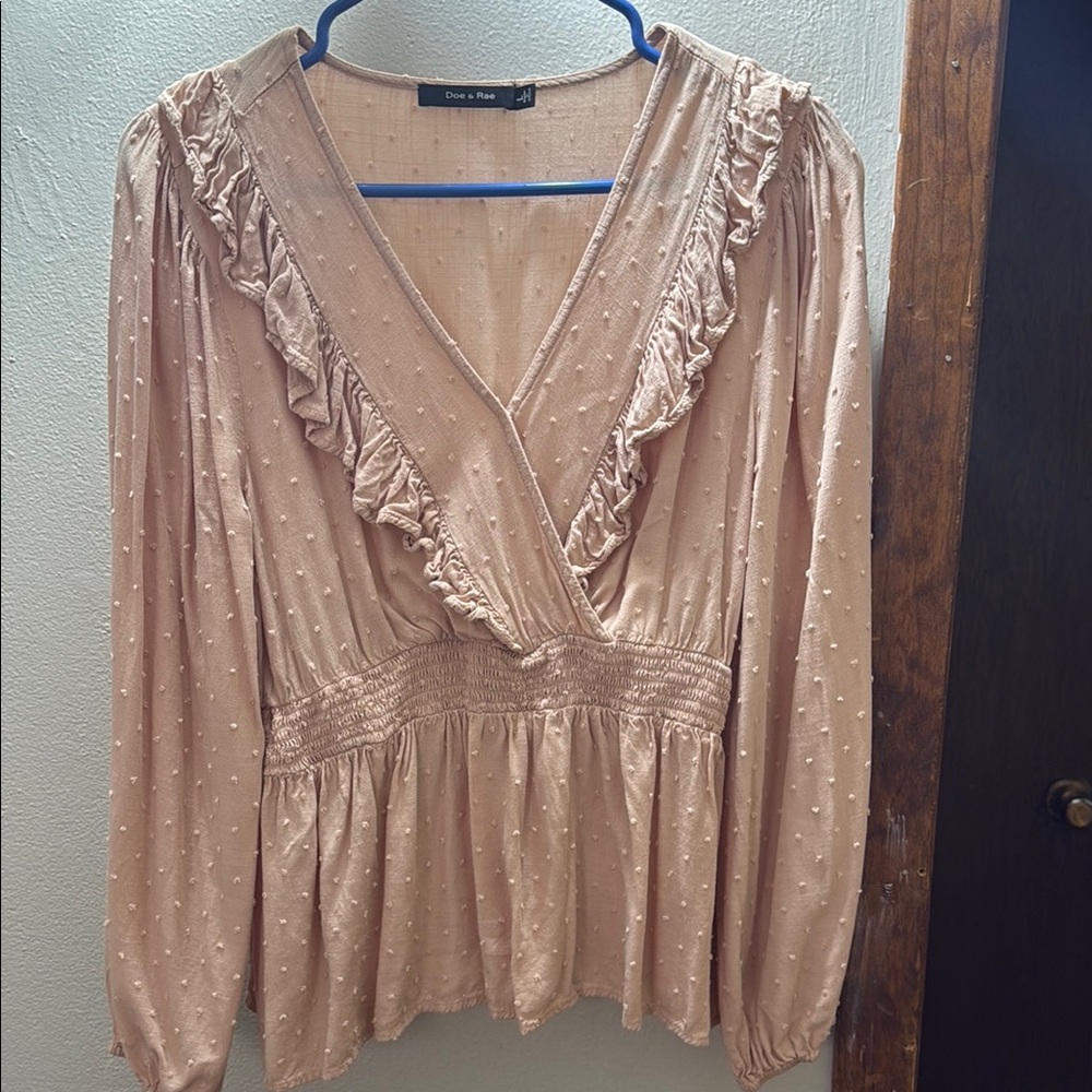 Women's Cream Ruffle Top